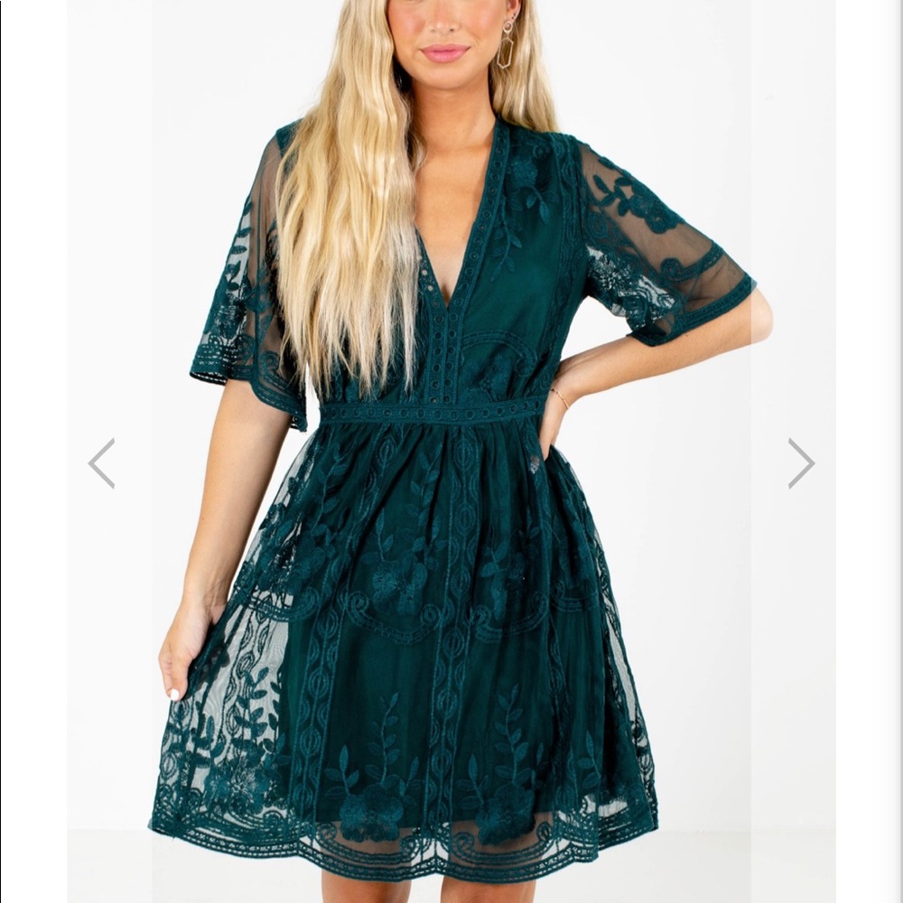 Lace teal dress